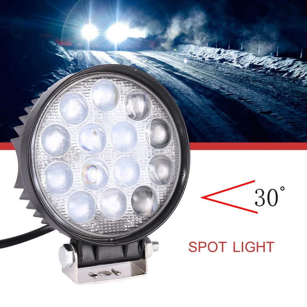 Водонепроницаемый 42 Вт светодиодный рабочий светильник 6500K круглой формы автомобильный головной светильник с 14 шт.* 3W светодиодный s для автомобилей 12 В