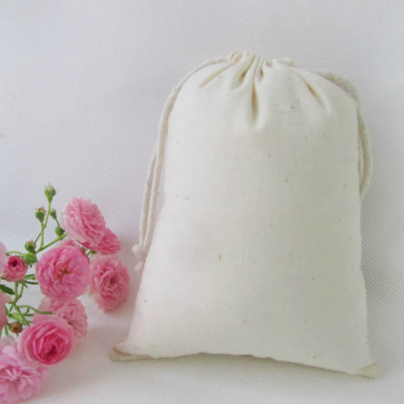 

50 шт., хлопковые Сумки на шнурке, подарочные мешочки, упаковка, ювелирное изделие, косметичка для свадебной вечеринки, для хранения обуви, пакетик с карманом, печать логотипа на заказ