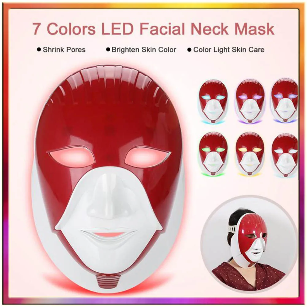 Facial Rejuvenation Beauty Device Rechargeable 7 Colors Led Mask Lifting Anti Acne Neck Wrinkle LED Photon Therapy | Красота и