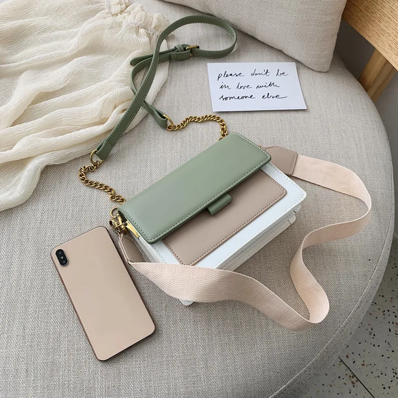 

Bag WOMEN'S Bag 2019 New Style Contrast Color Shoulder Western Style Wide-Strap Versatile Online Celebrity Shoulder Chain Trendy