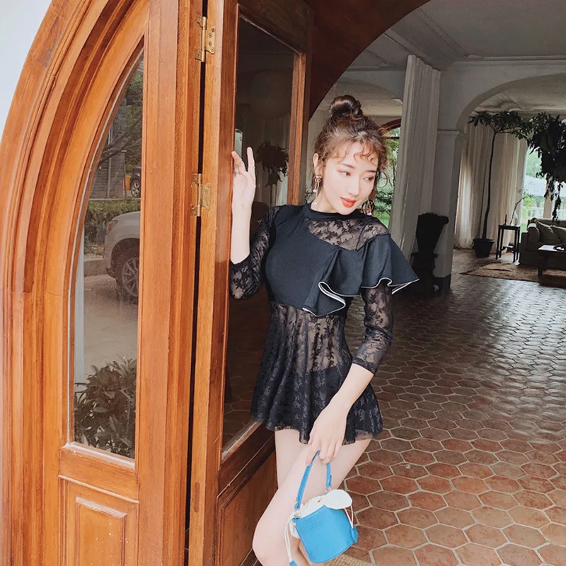 

2019 New Style Skirt Split Type Two-Piece Bathing Suit Belly Covering Slimming Slimming Arm Fashion South Korea Swimwear Holiday