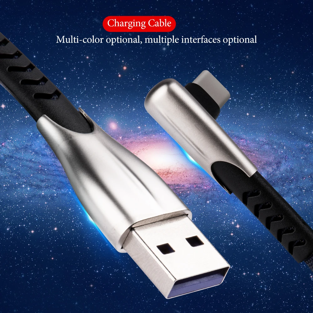 Usb кабель 2 м 90 градусов для Huawei Honor 9X быстрой зарядки Type C Xiaomi Redmi Samsung QC3.0 USB C|Кабели