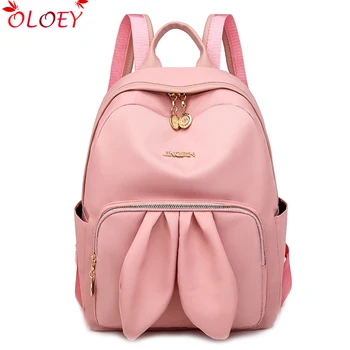 

2020 newCasual Backpack Women Waterproof Oxford Backpack Female Cute Wild Mini Cartoon School Bags Rabbit Ear Student Backpacks