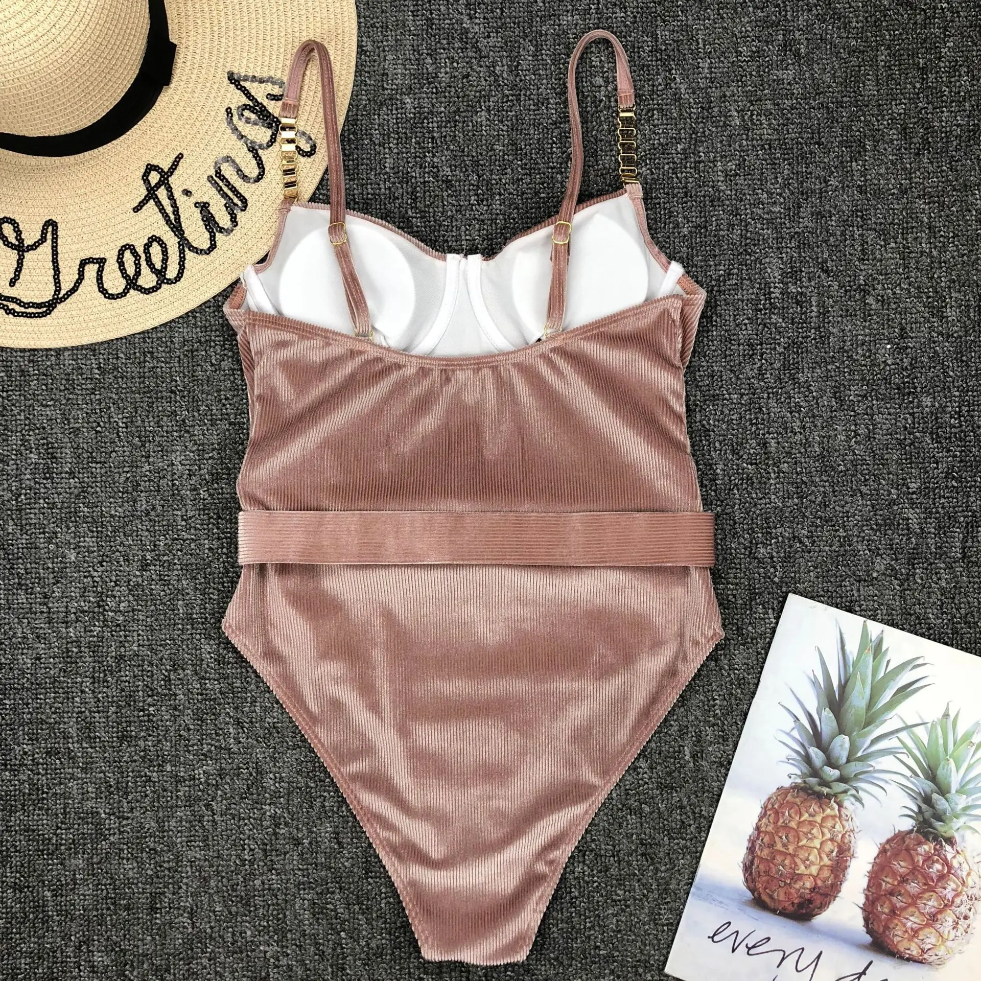 strapless bikini set 2022 NEW Sexy Black Ribbed Swimming Suit For Women Swimwear One Piece Swimsuit Female Bather Bathing Suit Bodysuit Beach brown bikini set