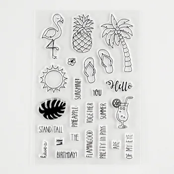 

summer time clear stamps flamingo silicone transparent stamps decorative scrapbooking craft stamps