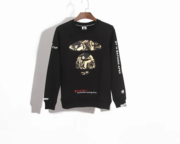 

2018 Europe And America Autumn And Winter Men's Wear Bronze Printed Letter Pullover Crew Neck Men And Women Hoodie Couples Coat