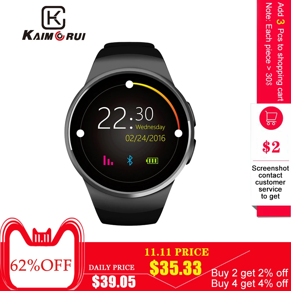 Günstige Kaimorui KW18 Smart Uhr Passometer Herz Rate Unterstützung SIM TF Karte Männer SmartWatch Bluetooth für Xiaomi Huawei IOS Smart Telefon
