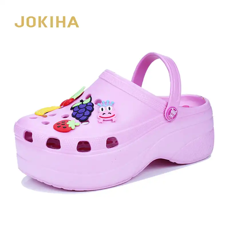 pink platform clogs
