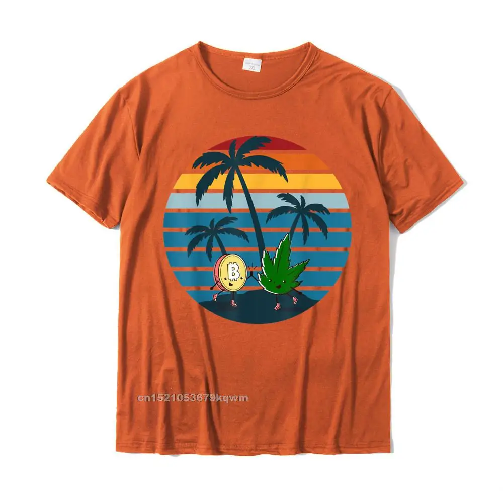 Geek Party Men's T Shirts Cute Mother Day Short Sleeve Crewneck All Cotton Tees Normal Tops Shirts Free Shipping Funny Bitcoin Weed To The Moon Retro Vintage Crypto BTC T-Shirt__4045 orange