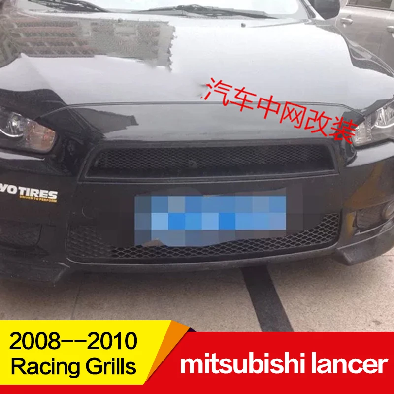 

Use for mitsubishi lancer Racing Grills 2008 09 10 carbon fibre Refitt Front Center Racing Grille Cover accessorie no car logo