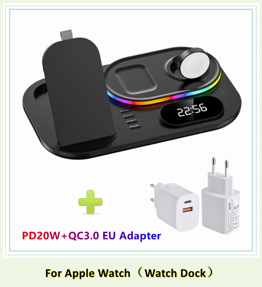 LED 4 in 1 Wireless Charger Dock Qi Fast Charging Station for Apple Watch Airpods iPhone 12 13 Pro Samsung S21 Note Mobile Phone apple magsafe duo charger Wireless Chargers