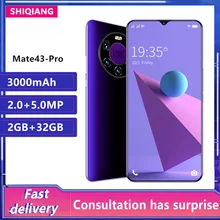 Mate43 Pro Hinten 5 Kamera Smartphone 6,53 Zoll 3000mAh Handys Google Android Dual SIM Karte Telefon 4G LTE 2GB + 32GB celular