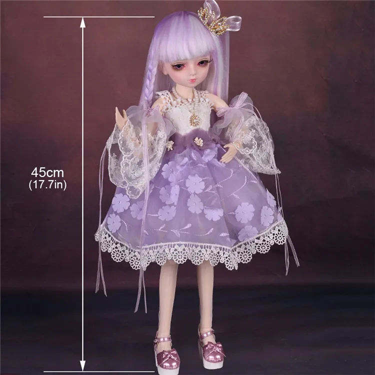 45 см BJD 1/3 куклы для девочек с платьем парики обувь макияж ручной работы красивые игрушки силиконовый шарнир Кукла реборн для девочек Рождественский подарок