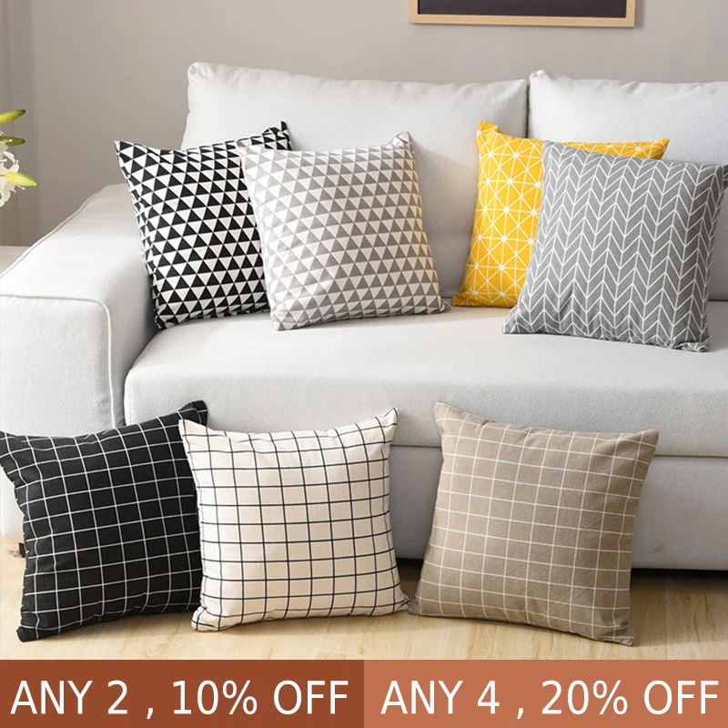Pillow Case Geometric Yellow/Grey/white/Black Sofa Decorative Cushion