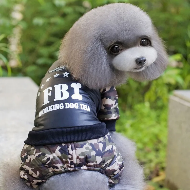 Большие S-3XL, одежда для собак FBI, уплотненный комбинезон для щенка, костюм, теплая зимняя одежда для мальчиков, собак, Ropa Para Perros