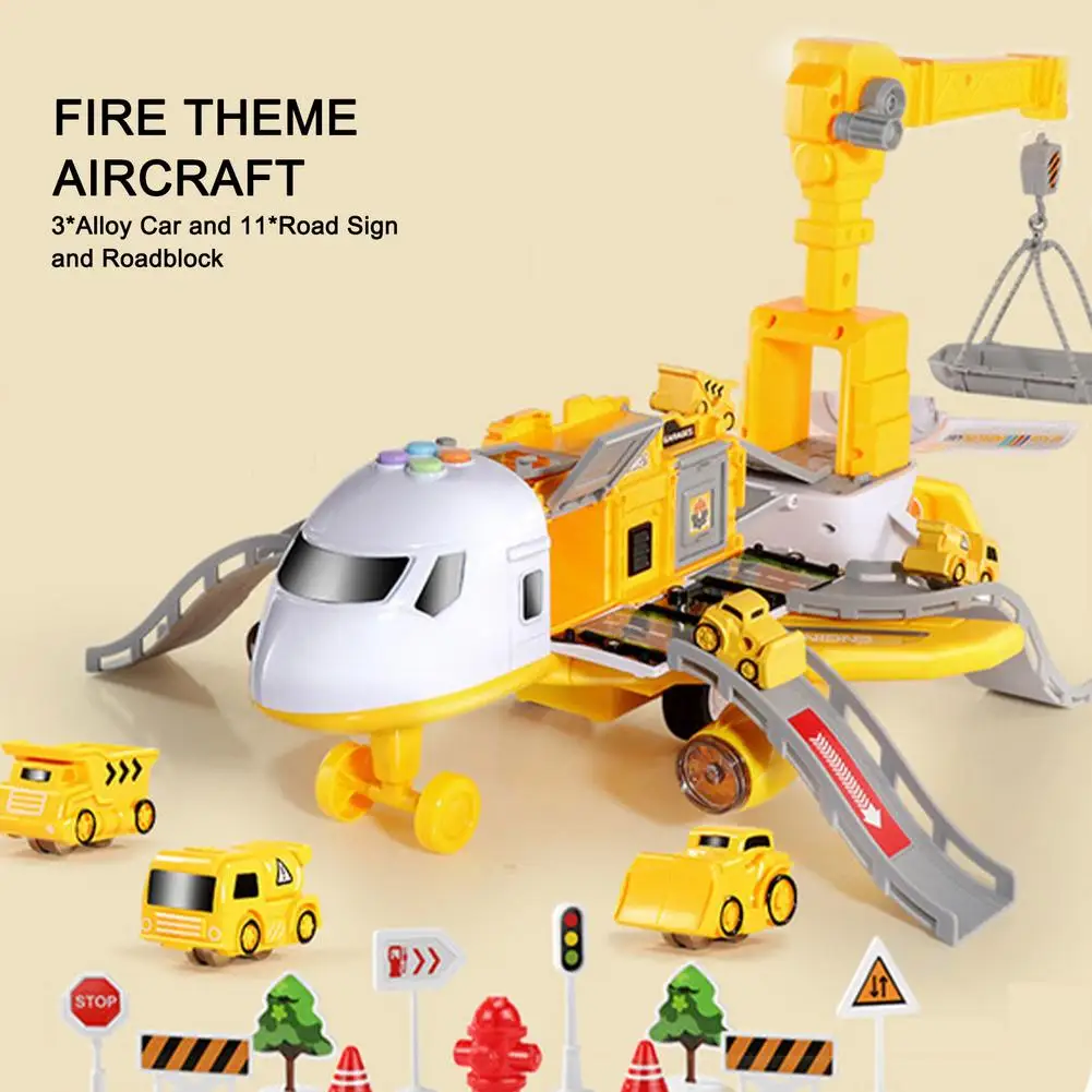 Grand enfant Avion Jouet Modèle Jaune Avec 6pcs Alliage Engineering  Véhicule