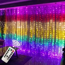 

3M Rainbow LED Curtain Fairy String Light USB Garland Lamp with Remote Control for Christmas Party Home Window Decoration