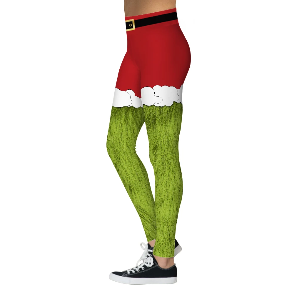 W-Yunna Рождество 3d печать красный и зеленый цвет леггинсы для женщин Мода Большой размер высокая Талия пуш-ап Фитнес Леггинсы Джеггинсы