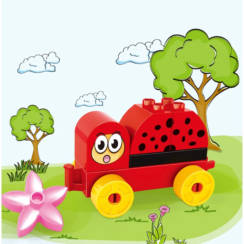 

6pcs Large Particles Insert Assemble Building Brick Early Educational Ladybug Blocks Toy for Children Gifts