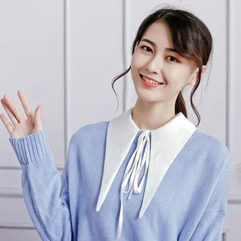 

Korean Version Bow Shirt Tie False Decorative Ladies New Fashion Handmade Fake Collar Women All Match White Detachable Shirt
