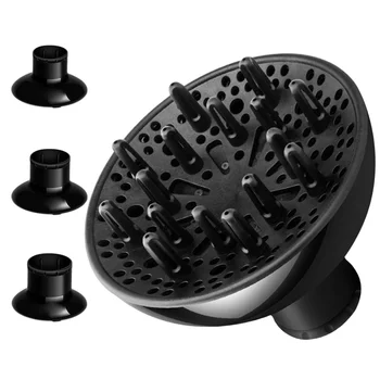 

1 Set of 4pcs Universal Hair Dryer Diffuser Professional Blow Dryer Large Diffuser for Home Hair Salon (Black)