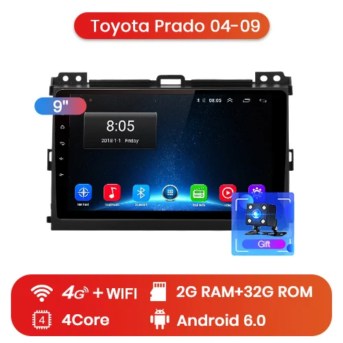 Junsun V1 2G+ 3 2G Android 9,0 DSP для Toyota Prado 120 2004-2009 Автомобильный Радио Мультимедиа Видео плеер навигация gps RDS 2 din dvd - Цвет: 2-32GB for 4G