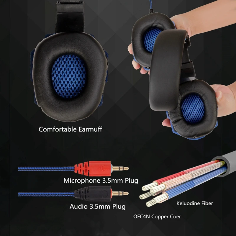 3 5mm Gaming Headsets Big Headphones Mic Stereo Earphones Deep Bass for PC Computer Gamer Laptop