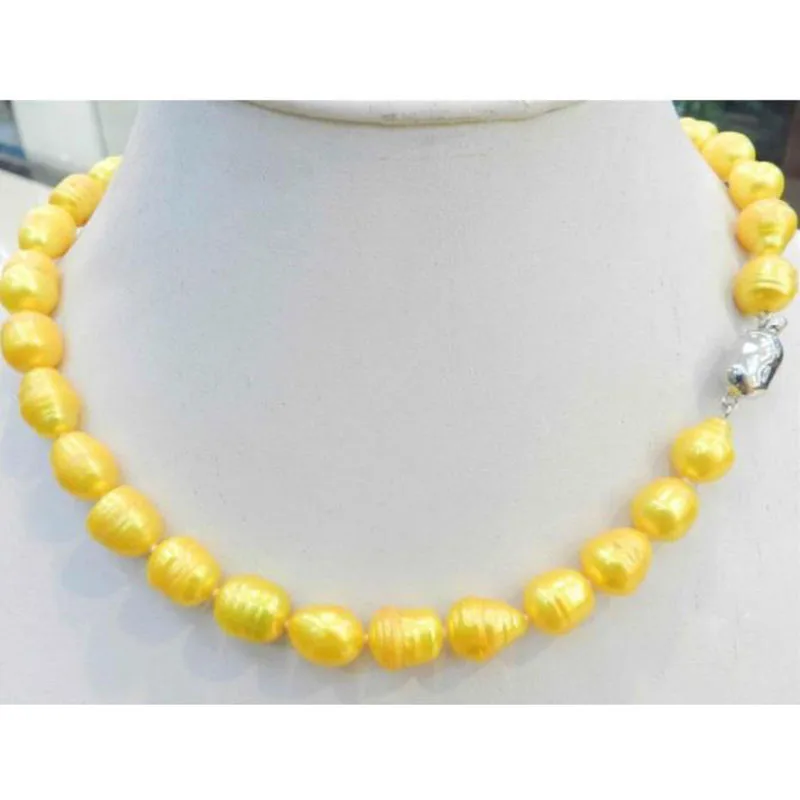 

YELLOW GOLDEN NATURAL TAHITIAN PEARL NECKLACE 18"AAA NEW 10-11MM