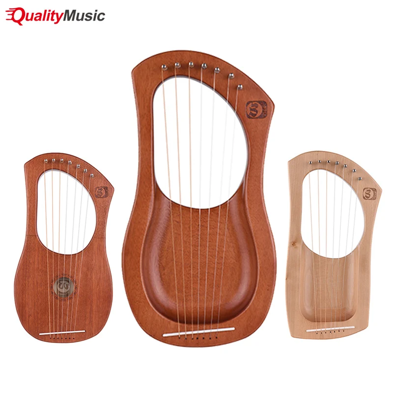 Walter.t 7string Wooden Lyre Harp Metal Strings Birch Solid Wood