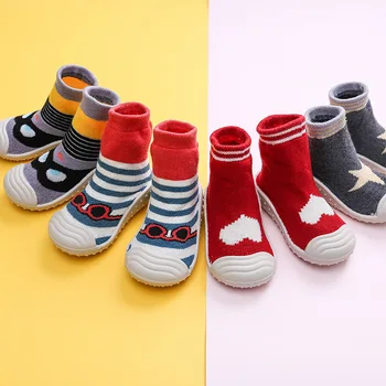 

2 pairs Rubber Sole Cartoon Tube Socks Autumn and Winter Towel Thickening Children's Floor Socks indoor Baby Baby Toddler Shoes