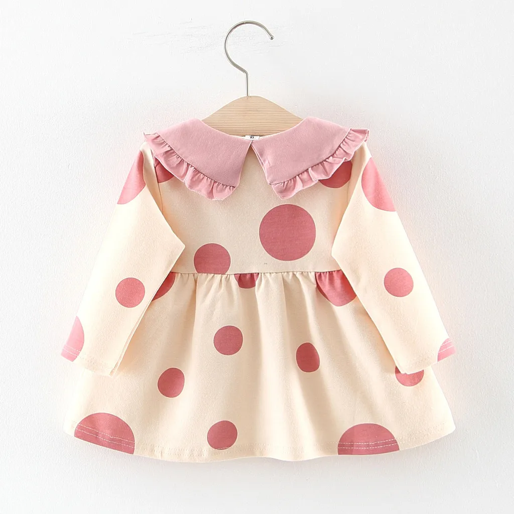 Осеннее платье для новорожденных Повседневные платья маленьких девочек с рюшами