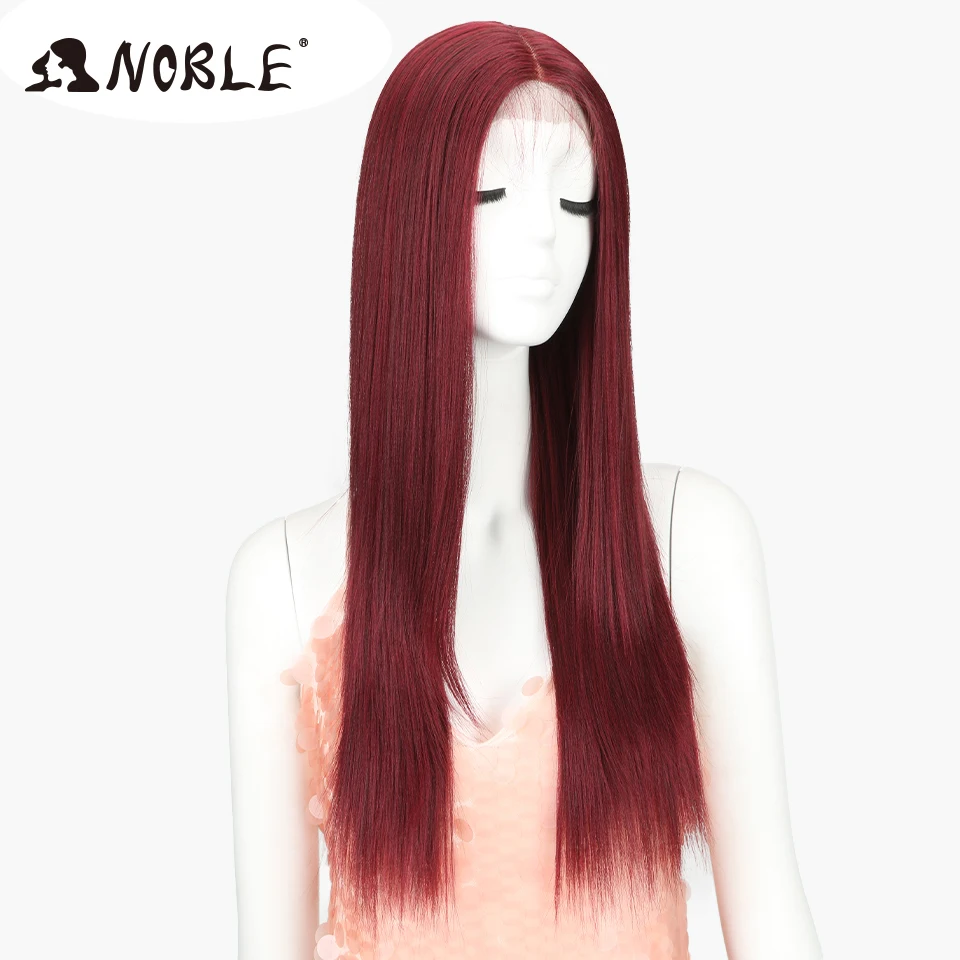 Noble Cosplay Long Straight Synthetic Lace Wigs For Women 26Inch Middle Part High Temperature Fiber Synthetic Lace Wig