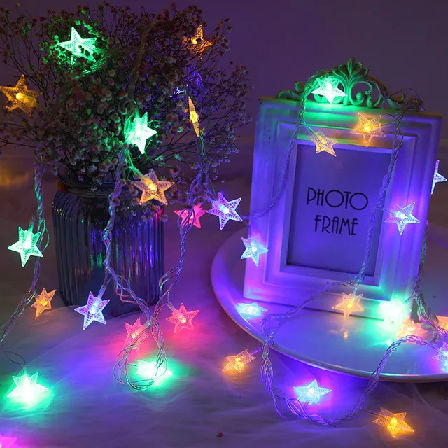 Гирлянда со снежинками светильник светодиодный Рождественский Декор для дома подвесная гирлянда Рождественская елка Декор Орнамент Navidad Рождественский подарок год - Цвет: star multicolor