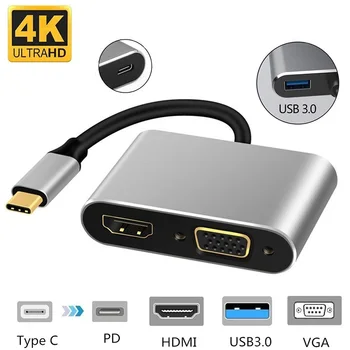 

Leehur 2 in 1 USB C HDMI VGA Adapter Type C to HDMI VGA USB 3.1 to VGA Converter 4K for MacBook Huawei Samsung USB C HDMI Adapte