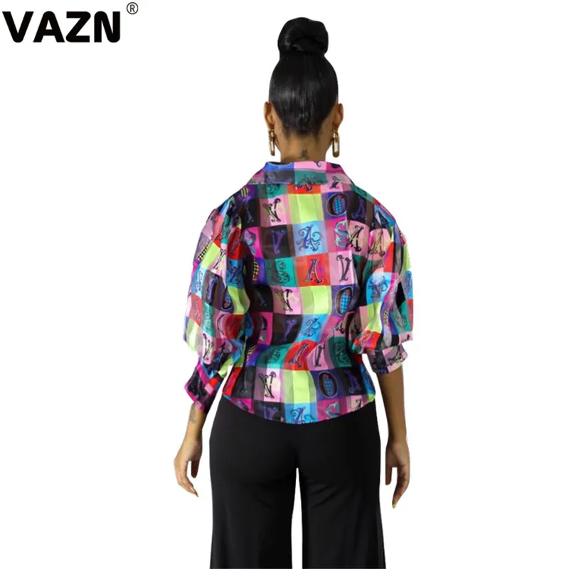 VAZN, новая рубашка, Повседневная, естественная, Неопрятная, жоржет, рубашки, для молодых, комбинезоны, сексуальные, полный рукав, энергия, для женщин, тонкая, обычная рубашка