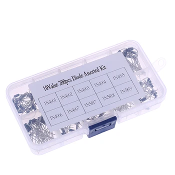 

200pcs Rectifier Diode Schottky Assortment Electronic Kit 1N4001~1N4007 1N5817 1N5818 1N5819 With Storage Box 10Values X20