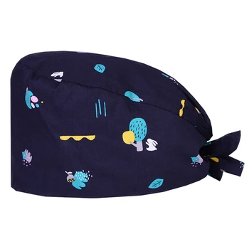

Leafs Veterinary Unisex Scrub Caps Breathable Surgical Cap Hospital Medical Adjustable Hat Tieback Elastic Section Pattern