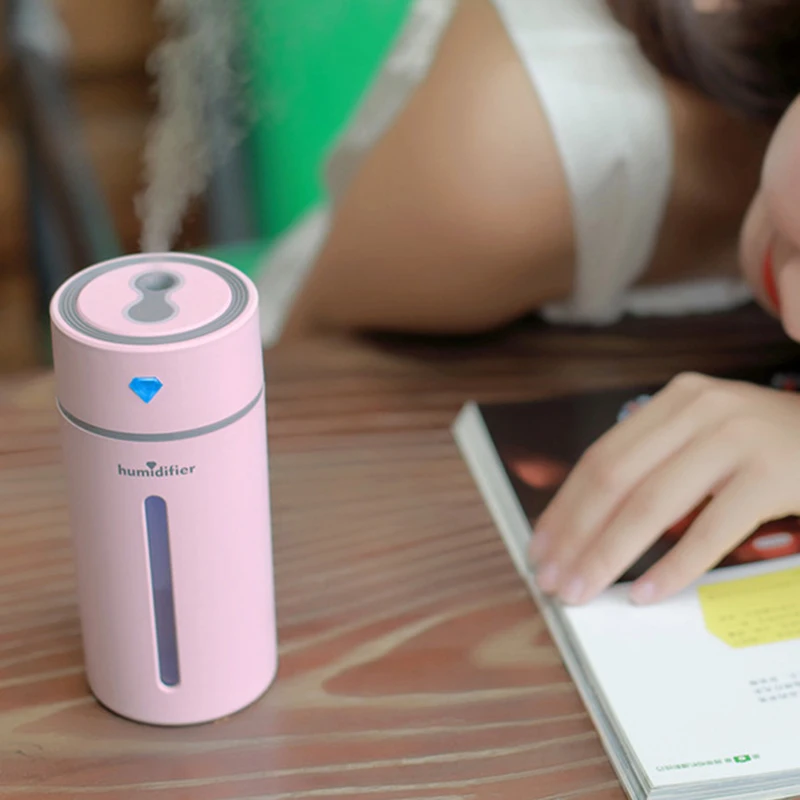 

DC 5V USB Mini Aromatherapy Humidifier Diffuser Colorful LED Light Ultrasonic Air Humidifier for Home Office Car Degger 250Ml