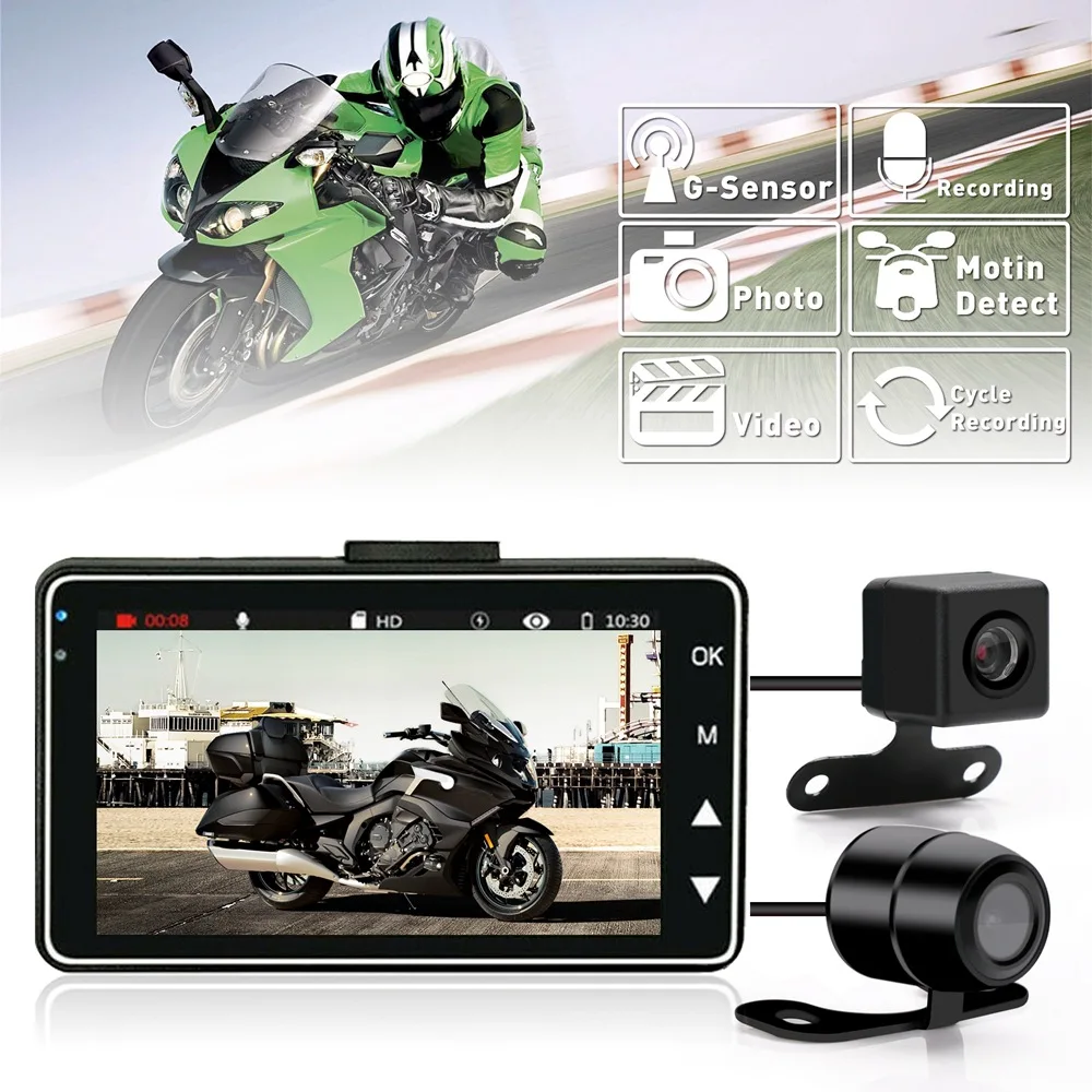 

1080P Waterproof HD Dual Camera Dash Cam Motorcycle DVR with special dual track front and rear motorcycle motor driving recorder