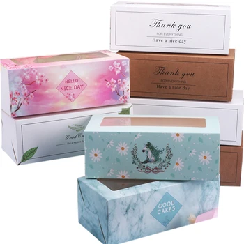 

5PCS Swiss Roll Packing Boxes Rectangle Baking Cake Boxes pvc window Long Dessert Boxes for Bakery towel and clothes gift boxes