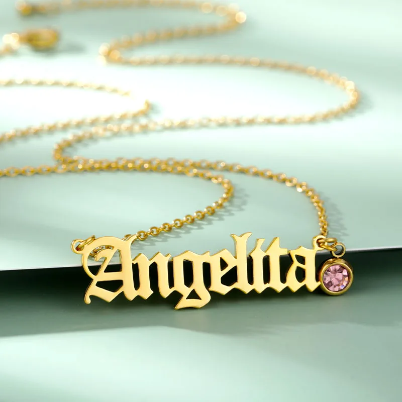 Stainless Steel Custom Name Necklace for Women Personalized Birthstone Necklaces Female Engrave Names Aesthetic Jewelry Gift life record food labels personalized diy gift stickers 300 sheets roll vintage kraft paper junk journal aesthetic 8 patterns