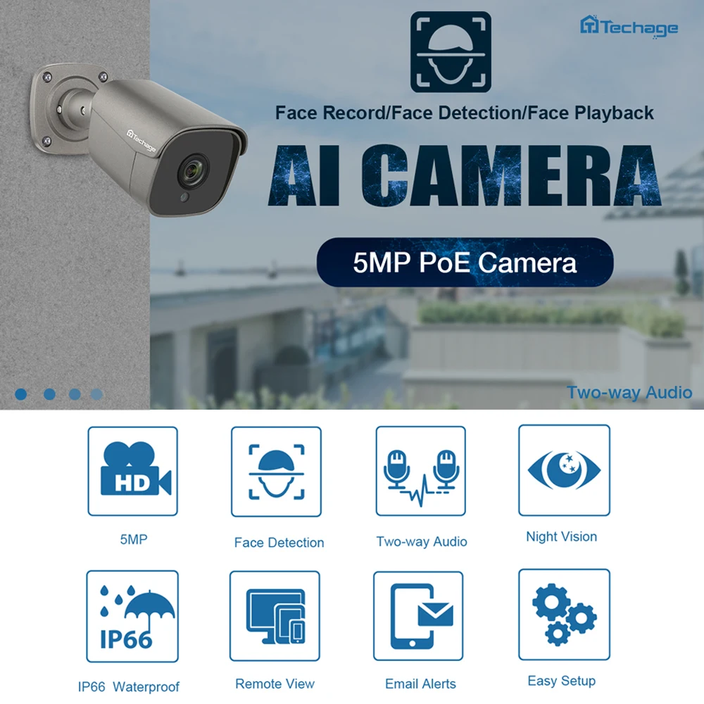 Tecahge Набор IP камеры HD 5MP Система видеонаблюдения H.265 8CH POE NVR Kit Наружная