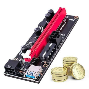 New PCI-E pcie Riser 009 Express 1X 4x 8x 16x Extender PCI E USB Riser 009S Dual 6Pin Adapter Card SATA 15pin for BTC Miner