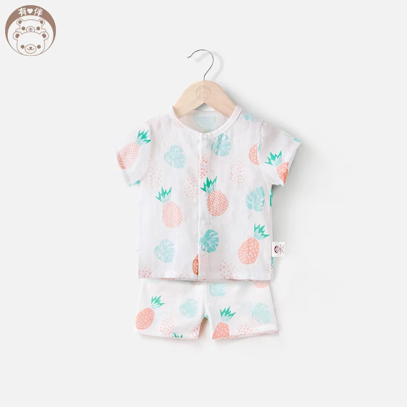 

Baby Clothes Set Infant Summer Wear Newborns Gauze Short Sleeve Children Thin Vest Shorts