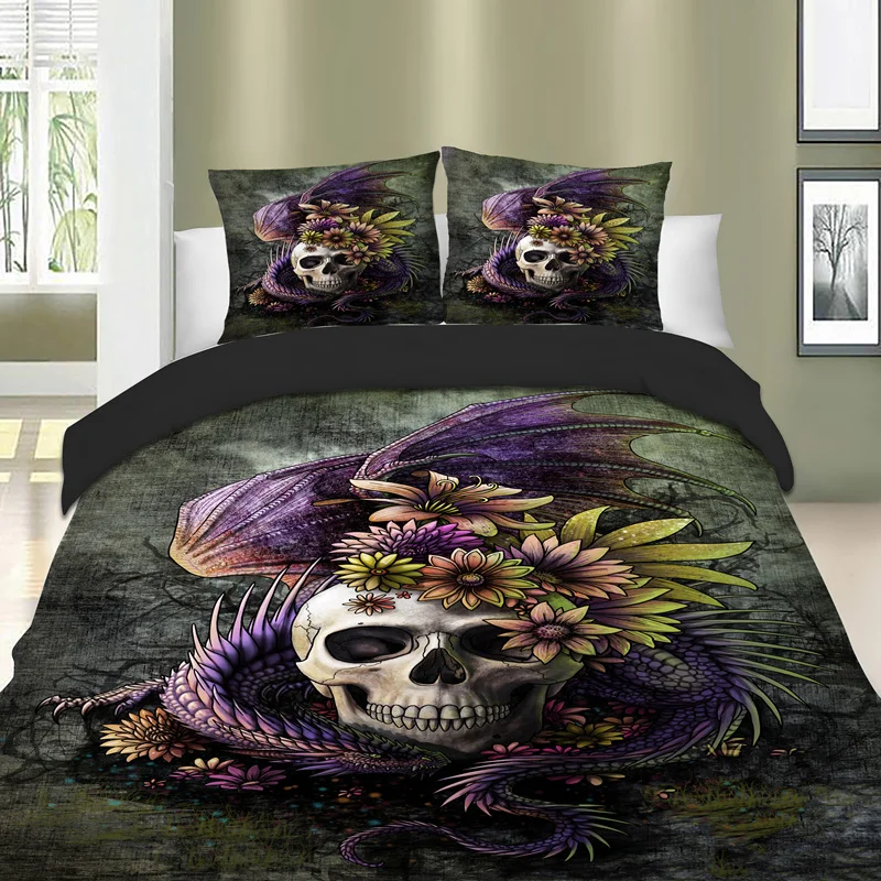 

Dragon Skull Bedding Set 3D Game Duvet Cover Twin queen king size Bed linen 3-Piece Bedclothes 3pcs dropshipping