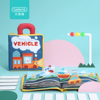 

Beiens Early Learning Baby Toys For Children Animals&Vehicle& Forest Montessori Soft Cards Cloth Books For Toddlers Baby Toys
