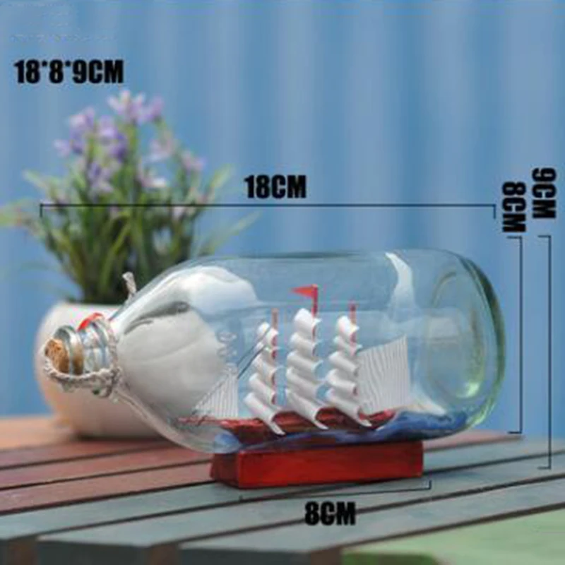 Home Decor Mini Sailing Pirate Boat Ship Small Wood Cork Glass Drift Charm Wishing Bottle Vial Valentine's Day Gift 5