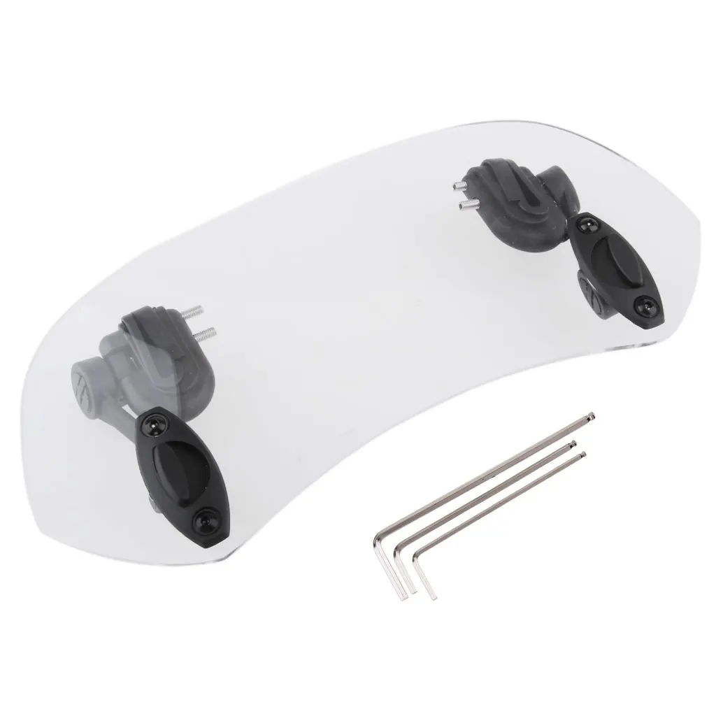 280mm Universal Motorcycle Clamp-On Wind Deflector Windscreen SpoilerShield, Clear