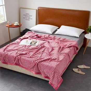 

green/red/brown Plaid Fleece Blanket on The Bed Soft Autumn Spring Flannel for Sofa Bedspread Travel Throw Blanket