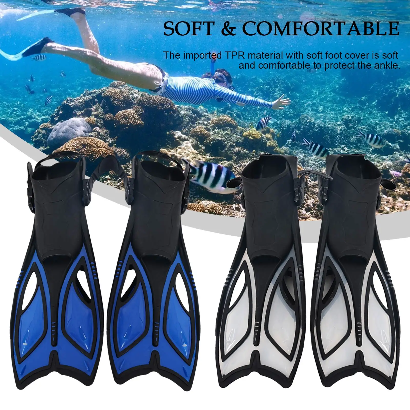 

Scuba Diving Flippers Snorkeling Diving Swimming Fins Professional Portable Swim Fins Adjustable Scuba Diving Flipper